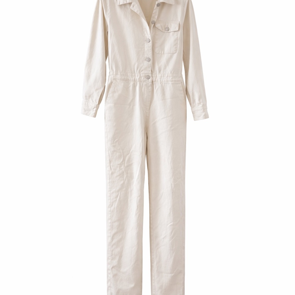 Sandy Liang x Target Utility Jumpsuit Cream OffButton Front Cinched Waist Size 6